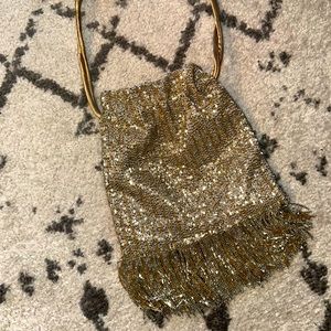 Zara Gold and Silver Beaded Clutch